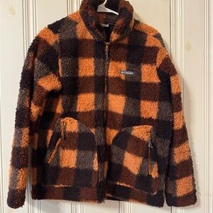 Columbia Orange and Brown checkered zip up